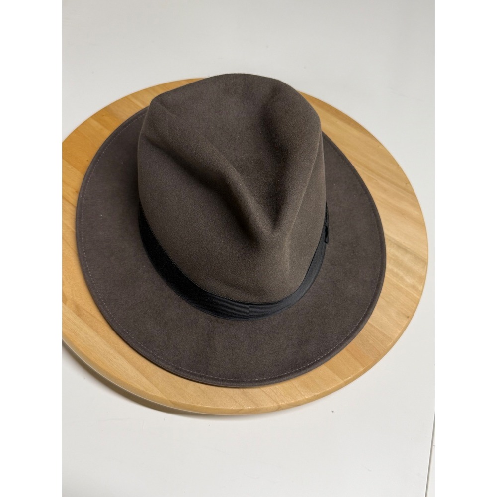 Optimo Chicago Custom Felt Fedora Hat Brown Taupe Size 7 3/8 59 VMC Initials